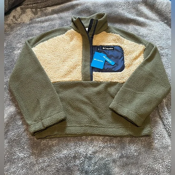NWT Columbia Ladies' Half Snap Sherpa Fleece Pullover, Stone Green Beach - Picture 2 of 5